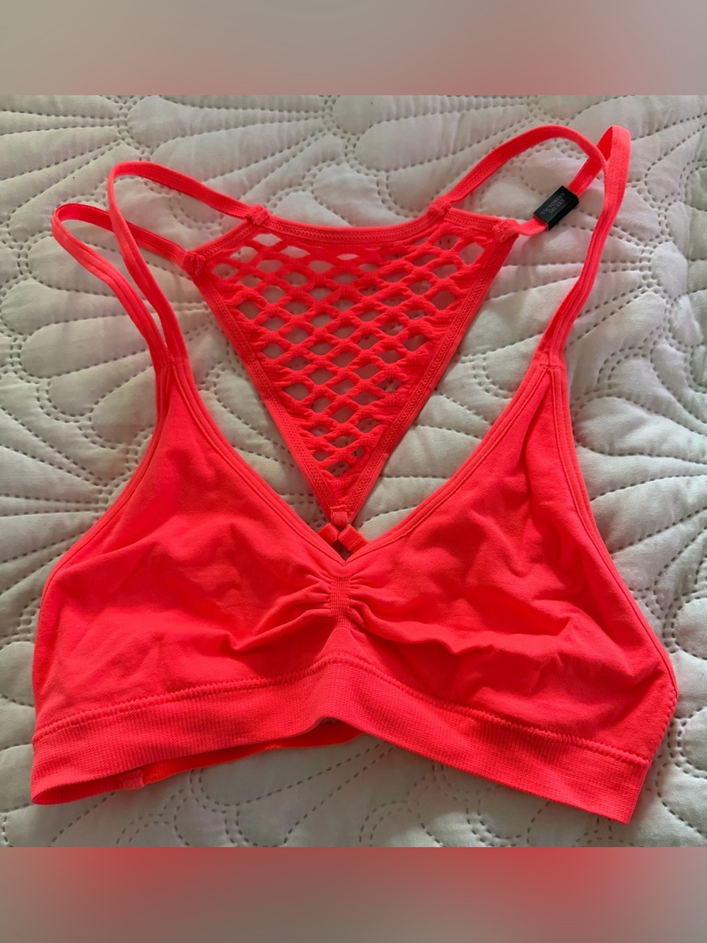 Victoria's Secret Neon Coral Mesh-Back Sports Bralette